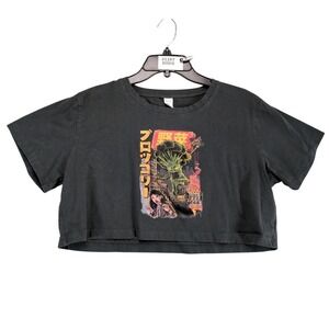 Romwe Giant Broccoli Monster Graphic Crop Top T-Shirt Women's XL Grunge Anime